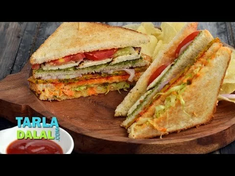 Veg Club Sandwich by Tarla Dalal